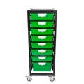 Storsystem Commercial Grade Mobile Bin Storage Cart with 8 Green High Impact Polystyrene Bins/Trays CE2097DG-7S1DPG